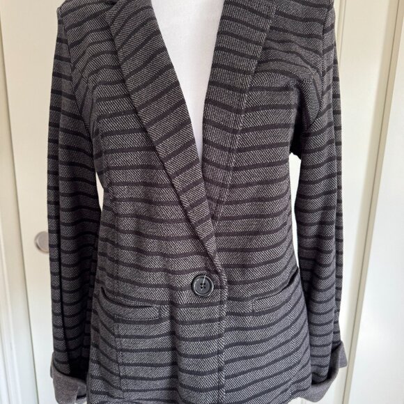 Caslon Dark and Black Cotton Blazer, Size Large - Picture 2 of 7